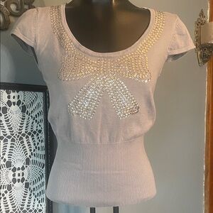 Say What? Silver Embellished Bow Top
